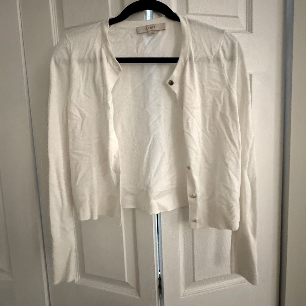 Loft Button Up Crop Sweater